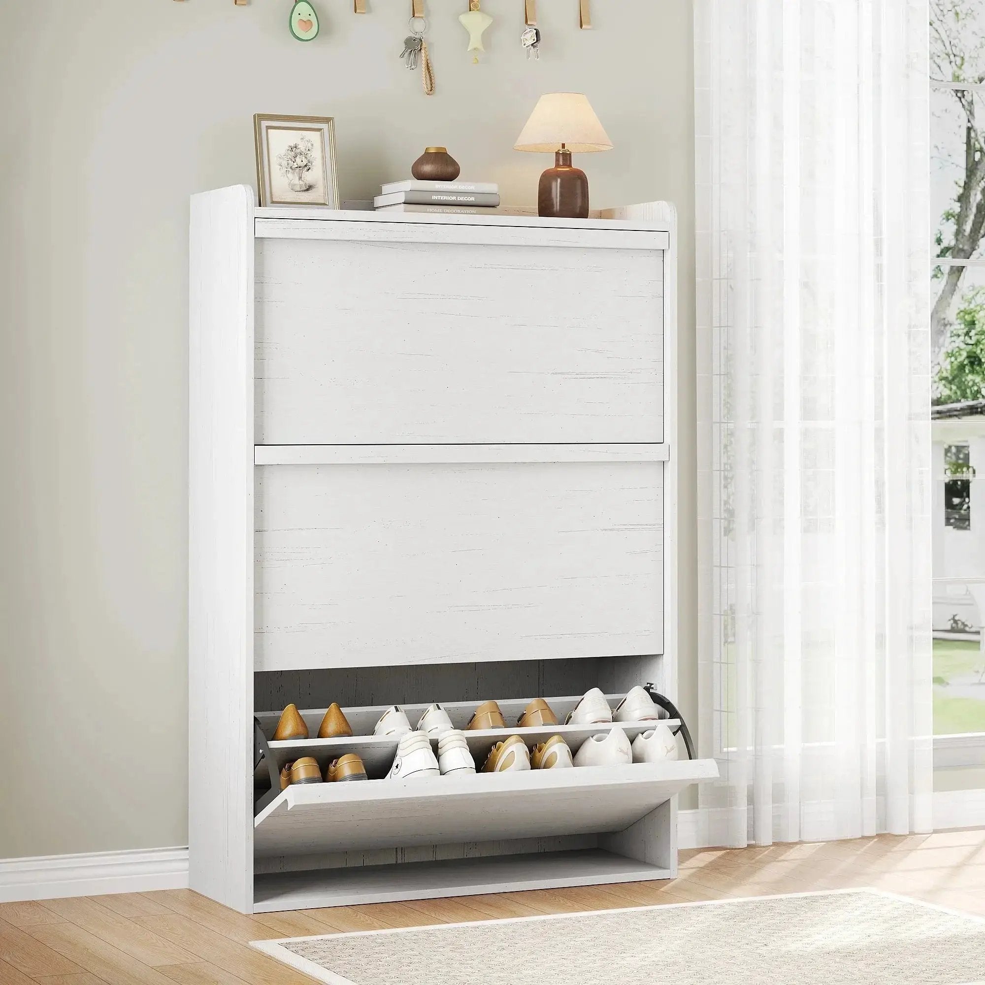 Shoe Cabinet with 3 Flip Drawers, Modern Shoe Storage Organizer with Adjustable Shelves for Entryway, Hallway & Living Room – 80.52cm x 25.91cm x 46.1 by House Of Avana