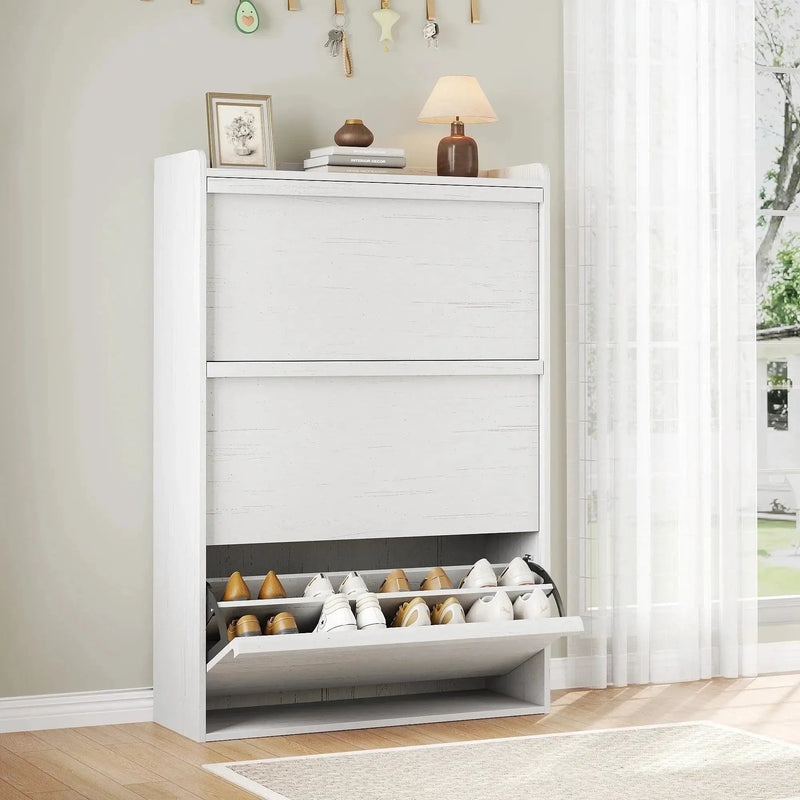 Shoe Cabinet with 3 Flip Drawers, Modern Shoe Storage Organizer with Adjustable Shelves for Entryway, Hallway & Living Room – 80.52cm x 25.91cm x 46.1 by House Of Avana