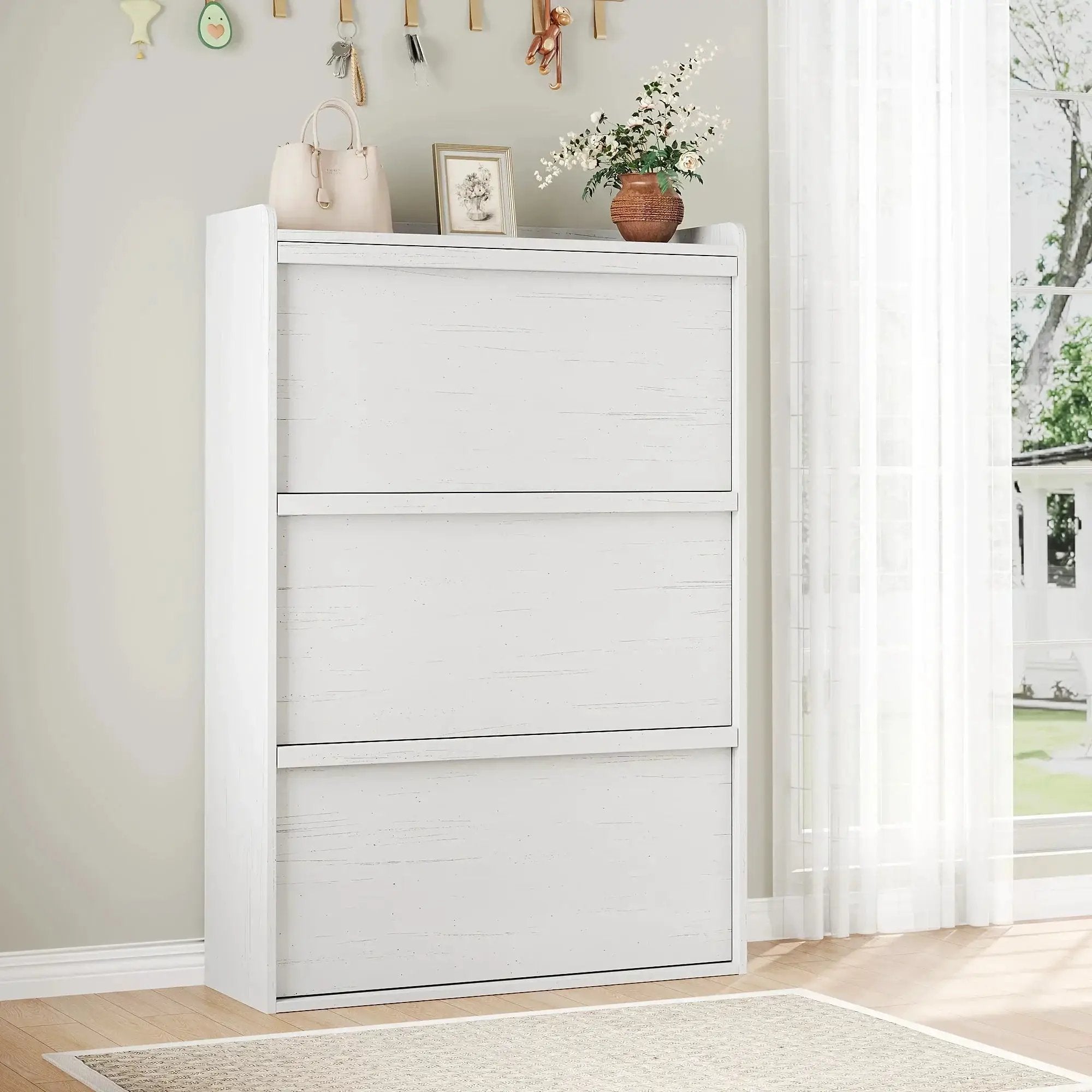 Shoe Cabinet with 3 Flip Drawers, Modern Shoe Storage Organizer with Adjustable Shelves for Entryway, Hallway & Living Room – 80.52cm x 25.91cm x 46.1 by House Of Avana