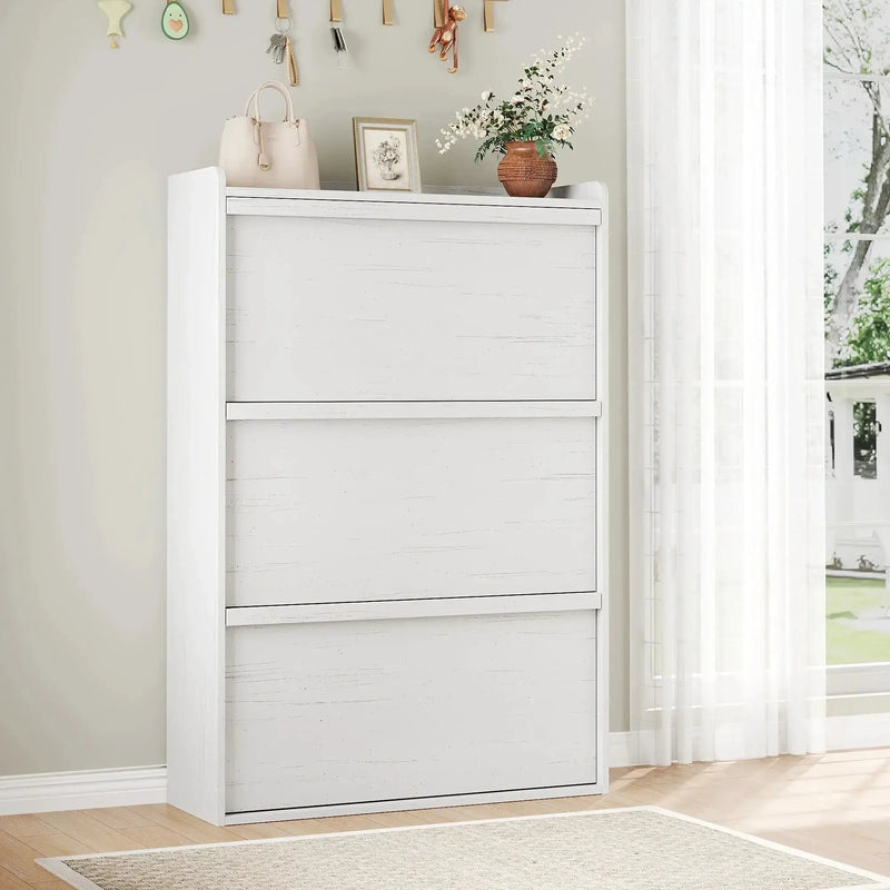 Shoe Cabinet with 3 Flip Drawers, Modern Shoe Storage Organizer with Adjustable Shelves for Entryway, Hallway & Living Room – 80.52cm x 25.91cm x 46.1 by House Of Avana