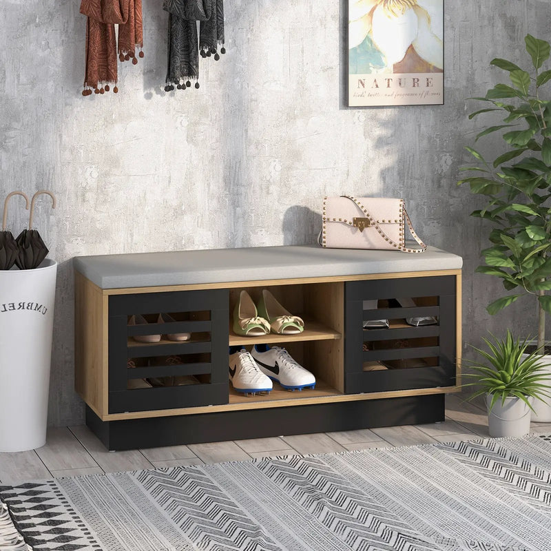 Shoe Bench with 6 Storage Compartments and 3 Adjustable Shelves by DirectDeals