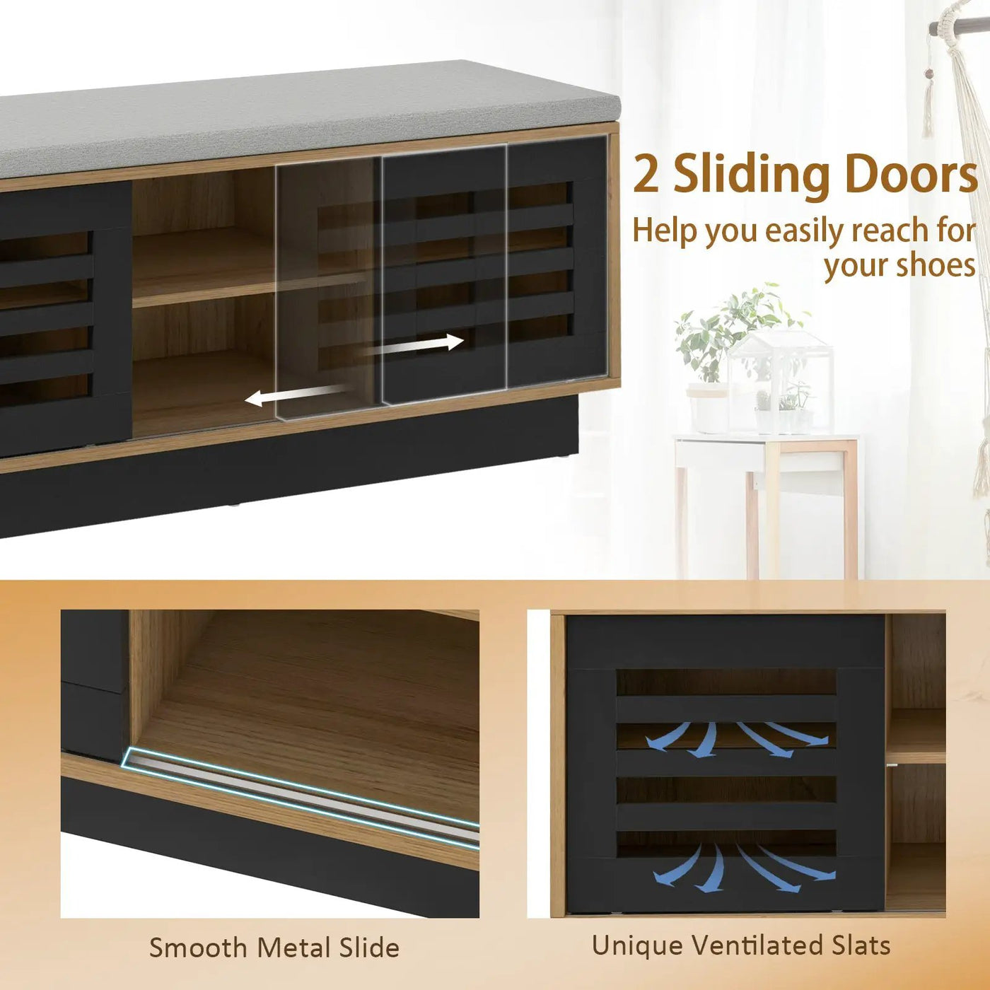 Shoe Bench with 6 Storage Compartments and 3 Adjustable Shelves by DirectDeals