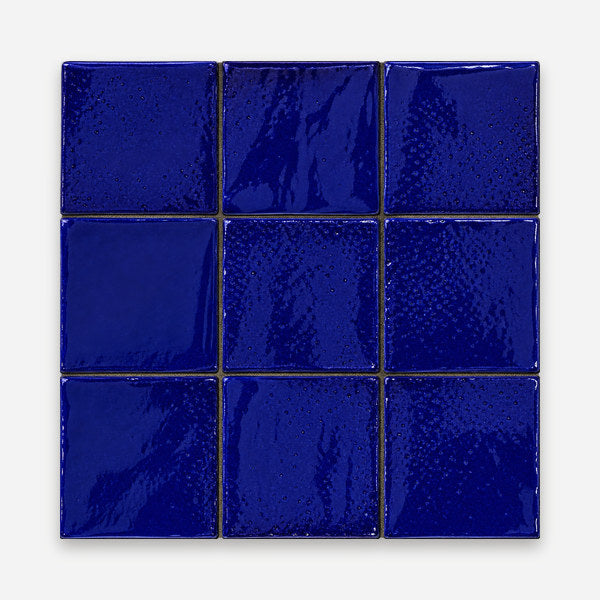 Cobalt blue glossy ceramic square mosaic tile