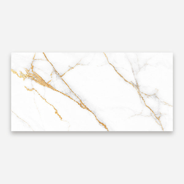 White marble tile with gold veining