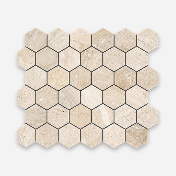 Beige marble hexagon mosaic tile
