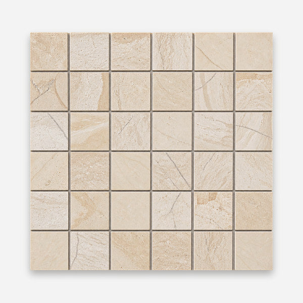 Beige marble square mosaic tile