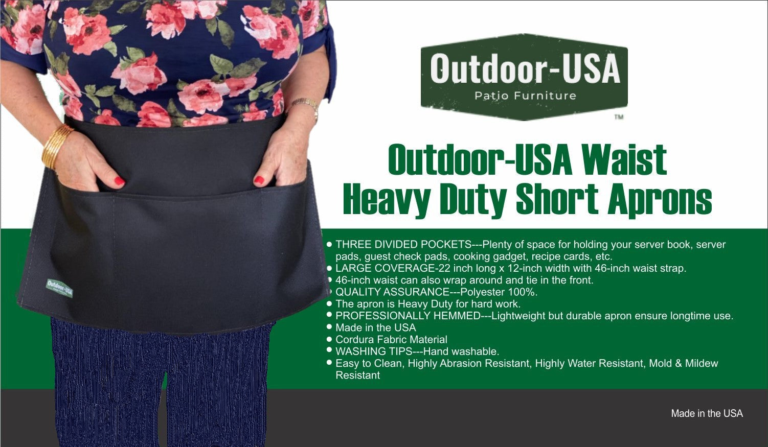 Heavy Duty Cordura® Apron with 3 Pockets – Durable Protection Made in the USA by Outdoor-USA®