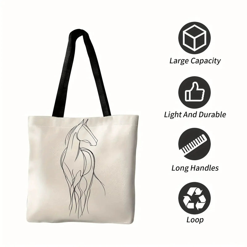 Shoulder Bag - Minimalist Equestrian Cotton Large by House Of Avana