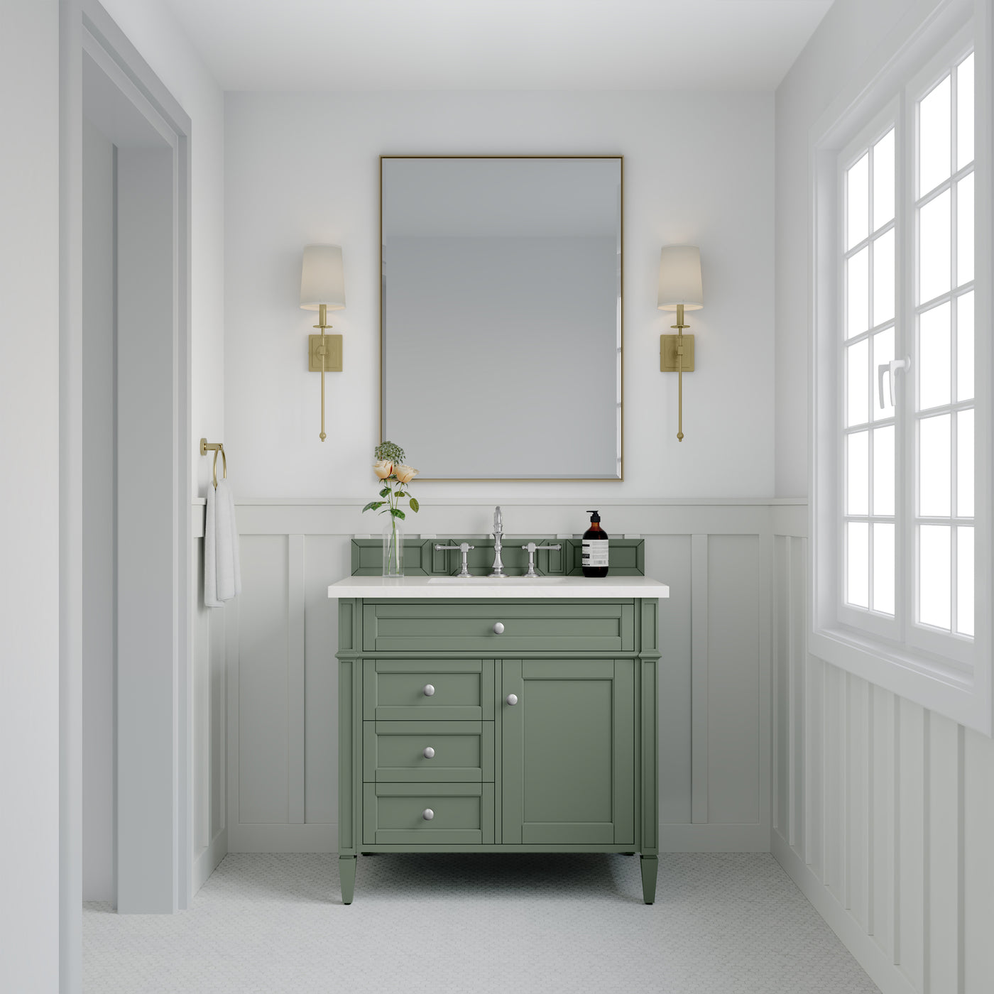James Martin Brittany 36" Single Bathroom Vanity, Smokey Celadon by James Martin