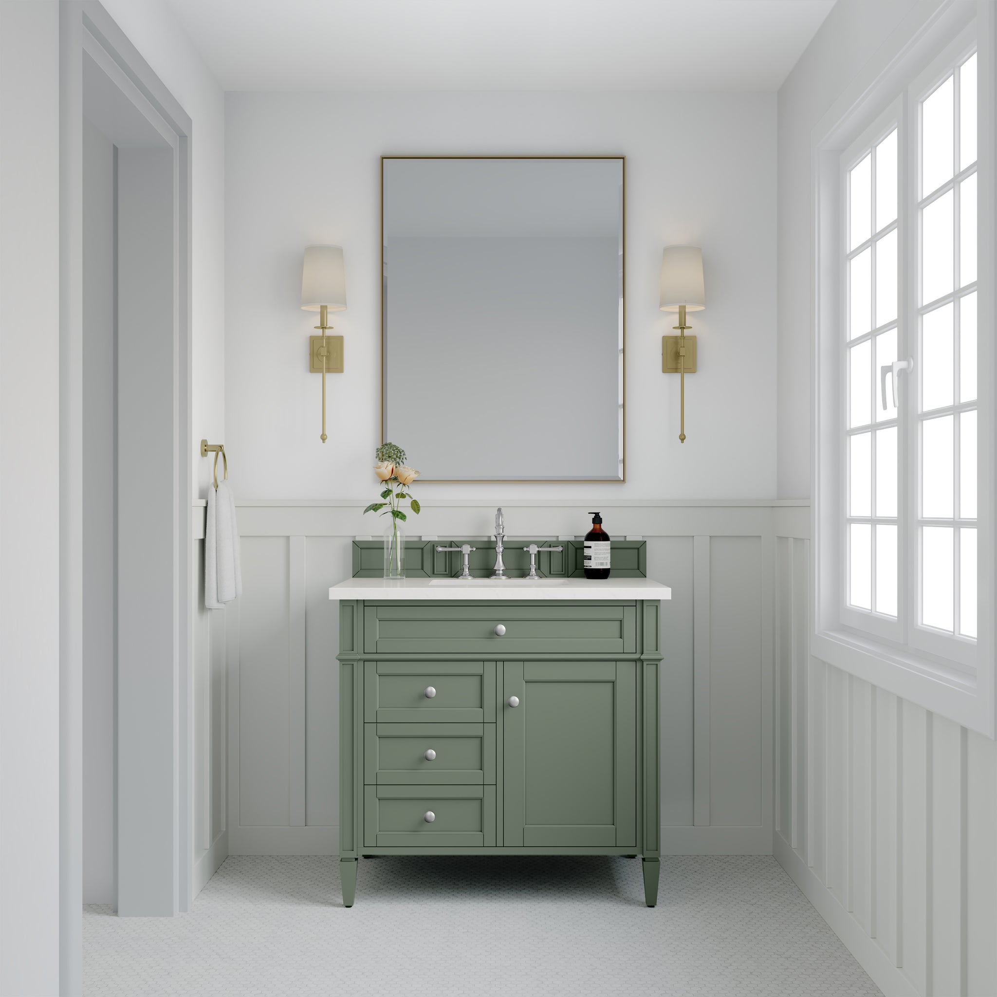 James Martin Brittany 36" Single Bathroom Vanity, Smokey Celadon by James Martin