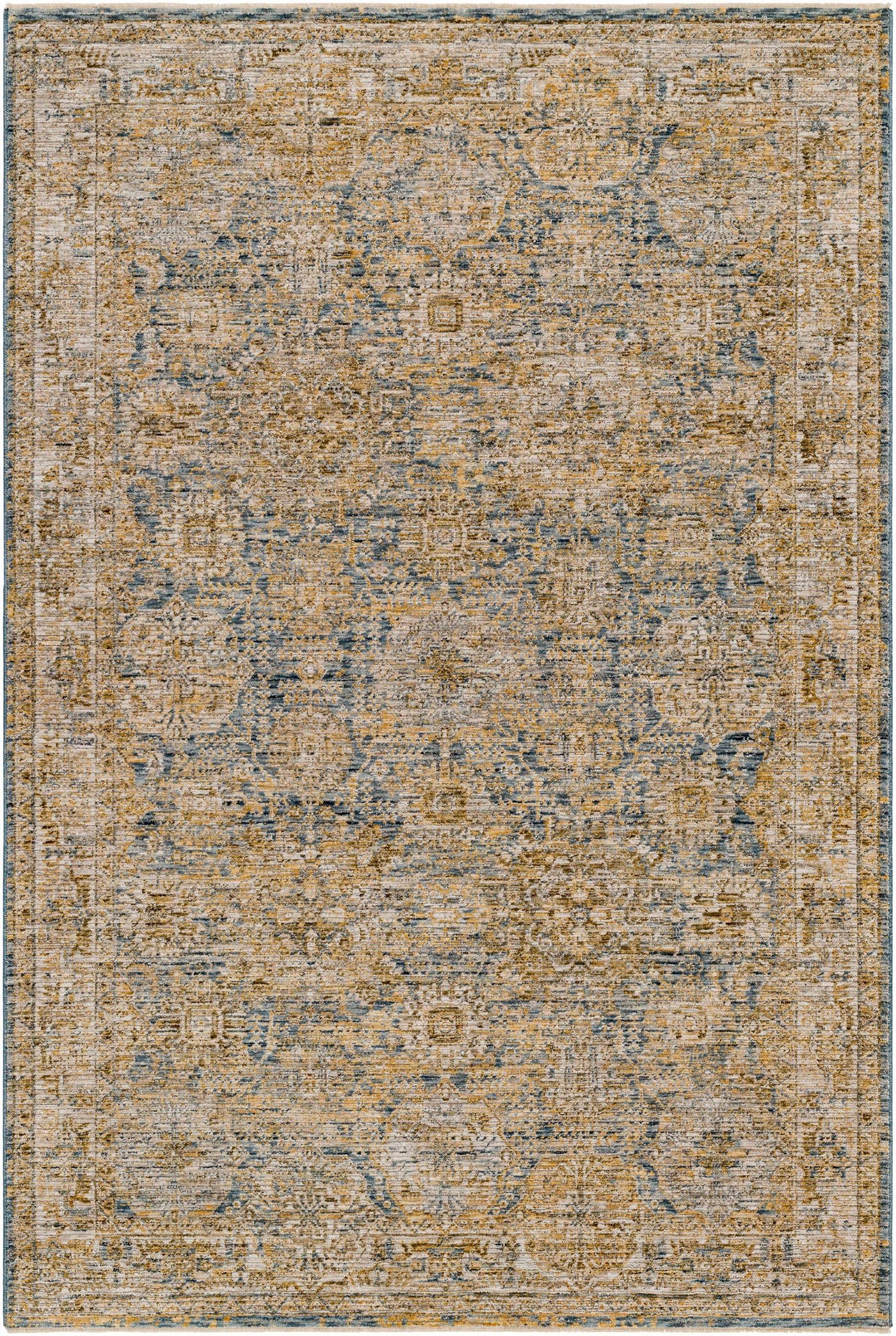 Ange Cream & Blue Rich Textured Rug by Boutique Rugs