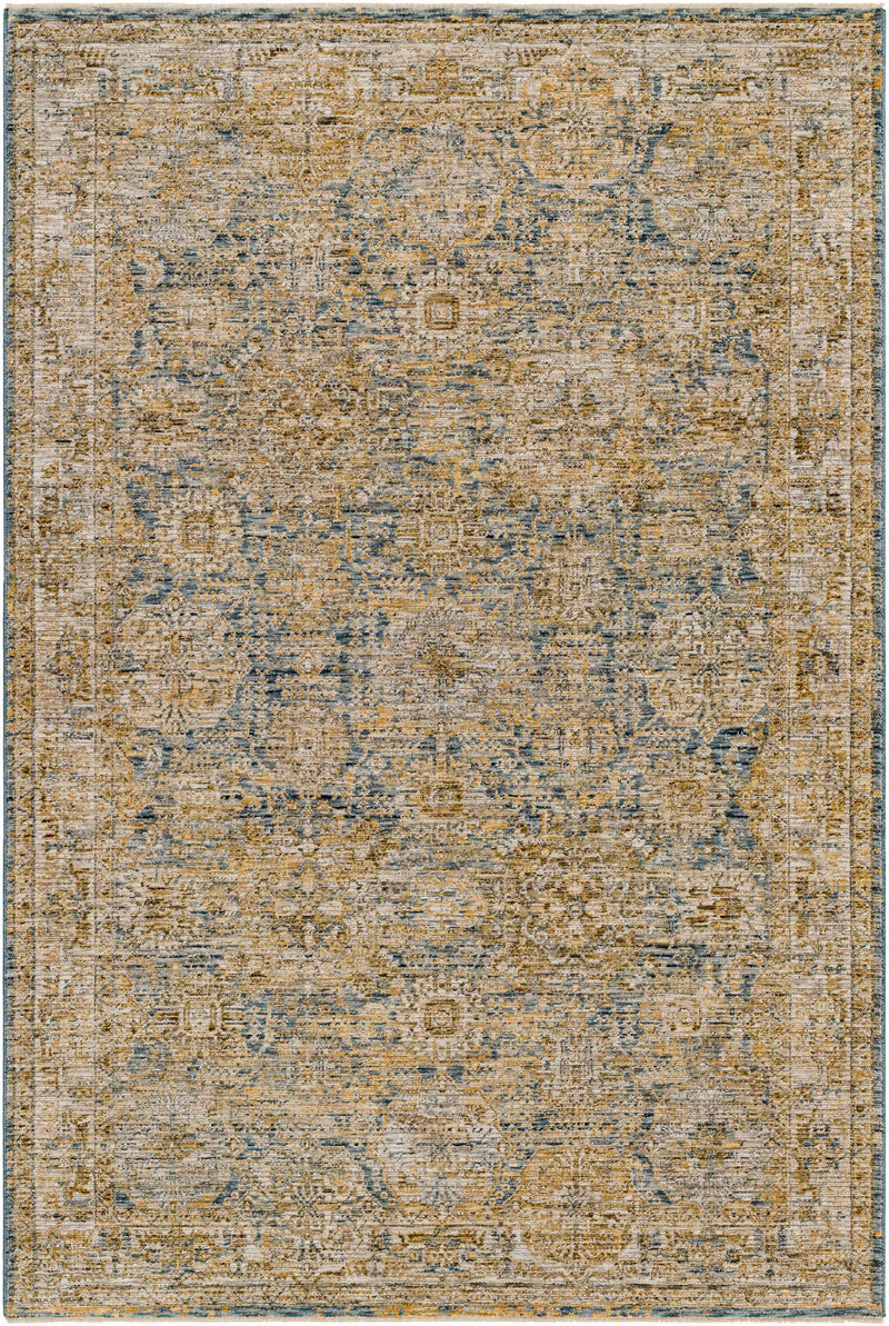 Ange Cream & Blue Rich Textured Rug by Boutique Rugs