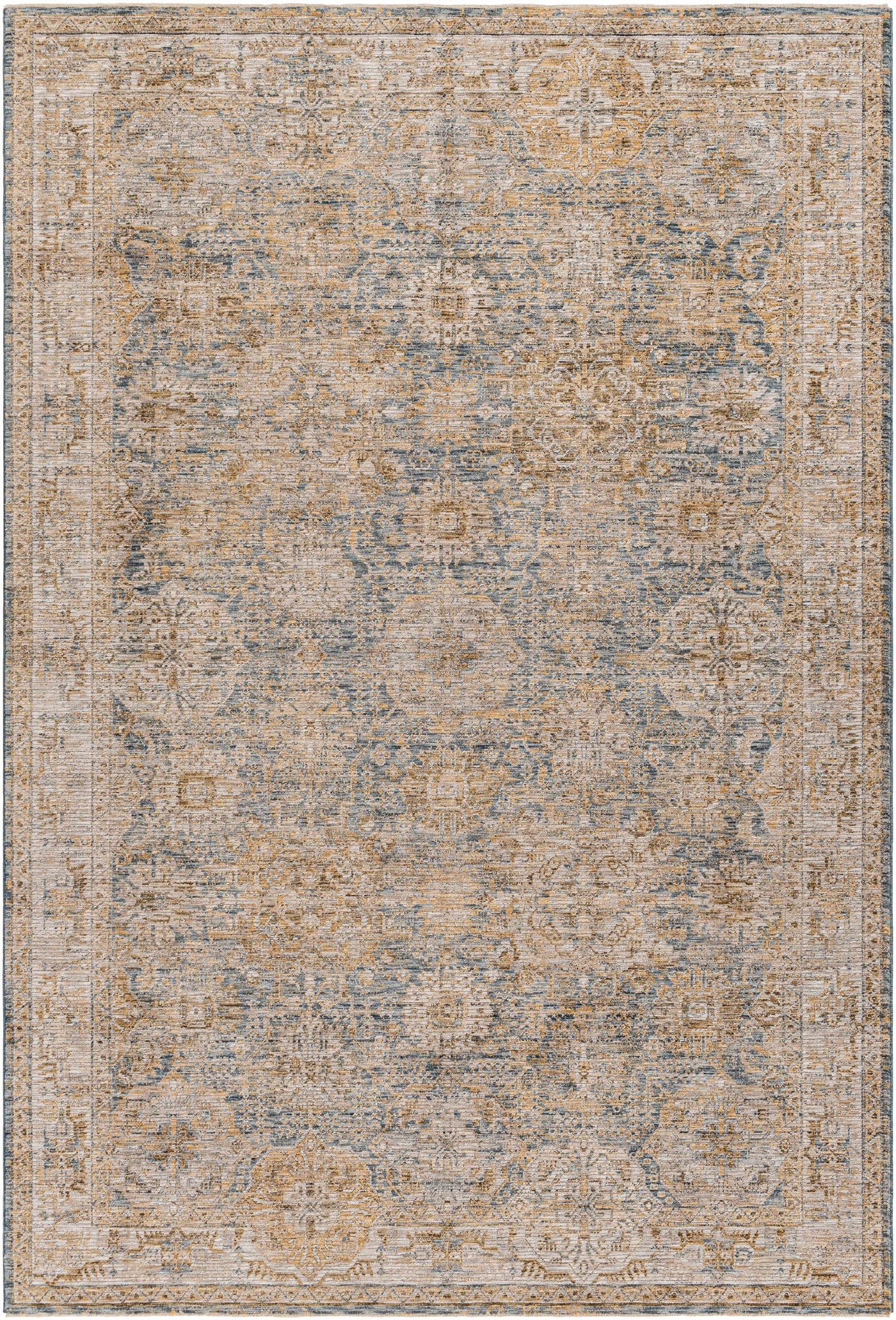 Ange Cream & Blue Rich Textured Rug by Boutique Rugs