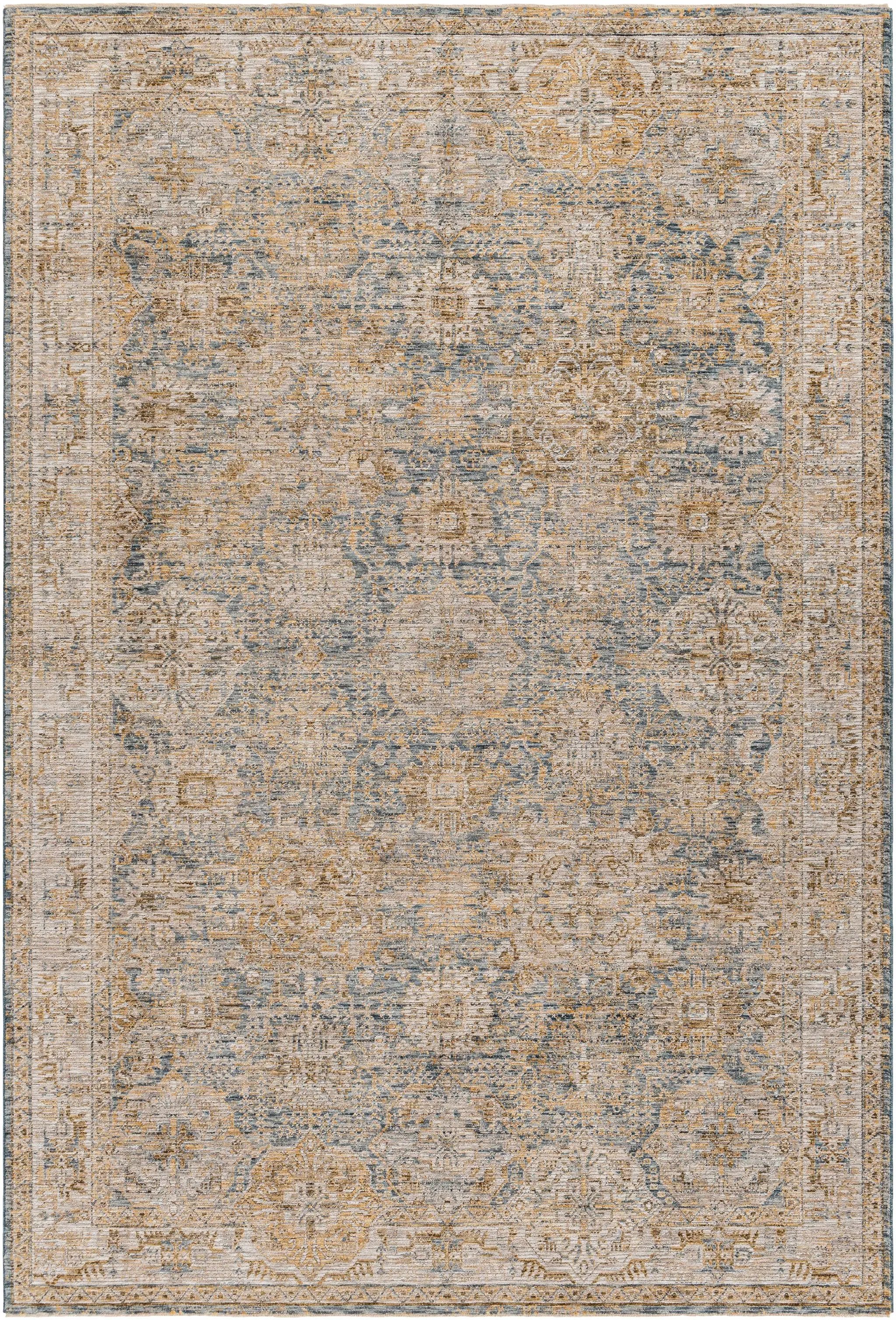 Ange Cream & Blue Rich Textured Rug by Boutique Rugs