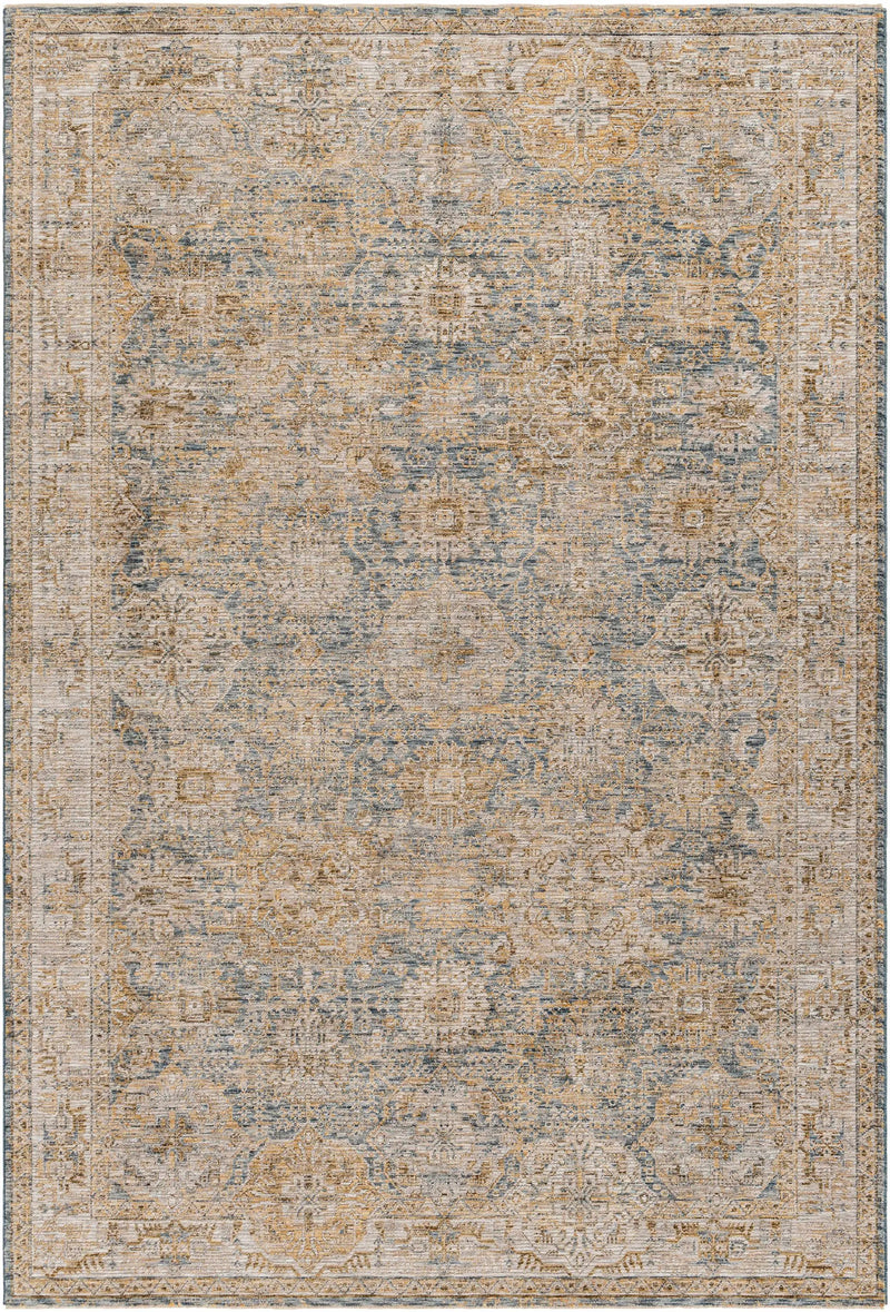 Ange Cream & Blue Rich Textured Rug by Boutique Rugs
