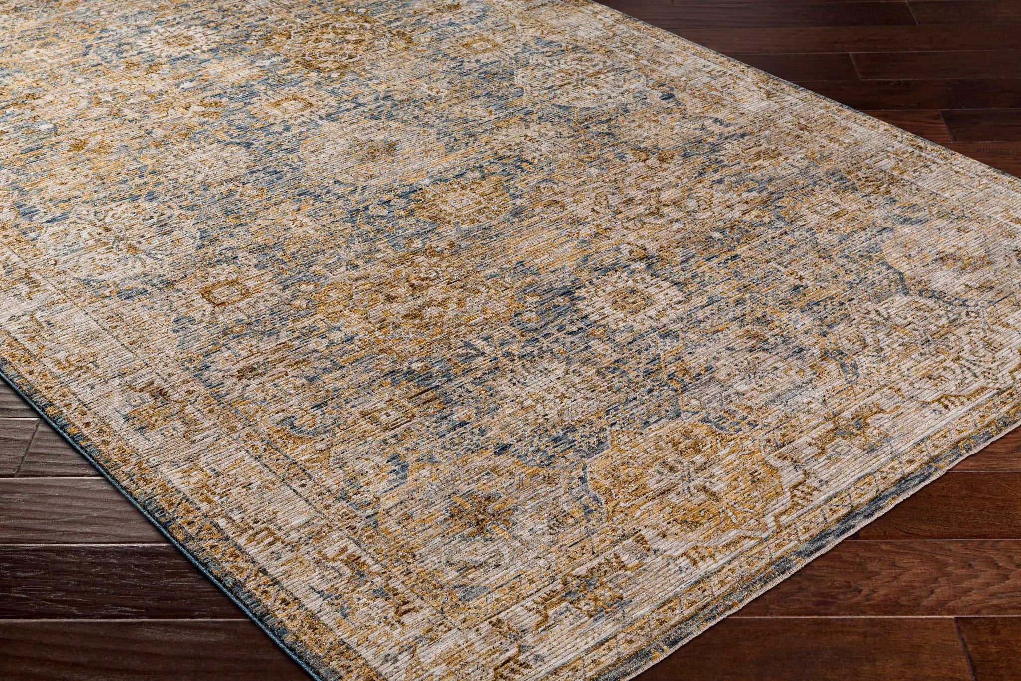Ange Cream & Blue Rich Textured Rug by Boutique Rugs