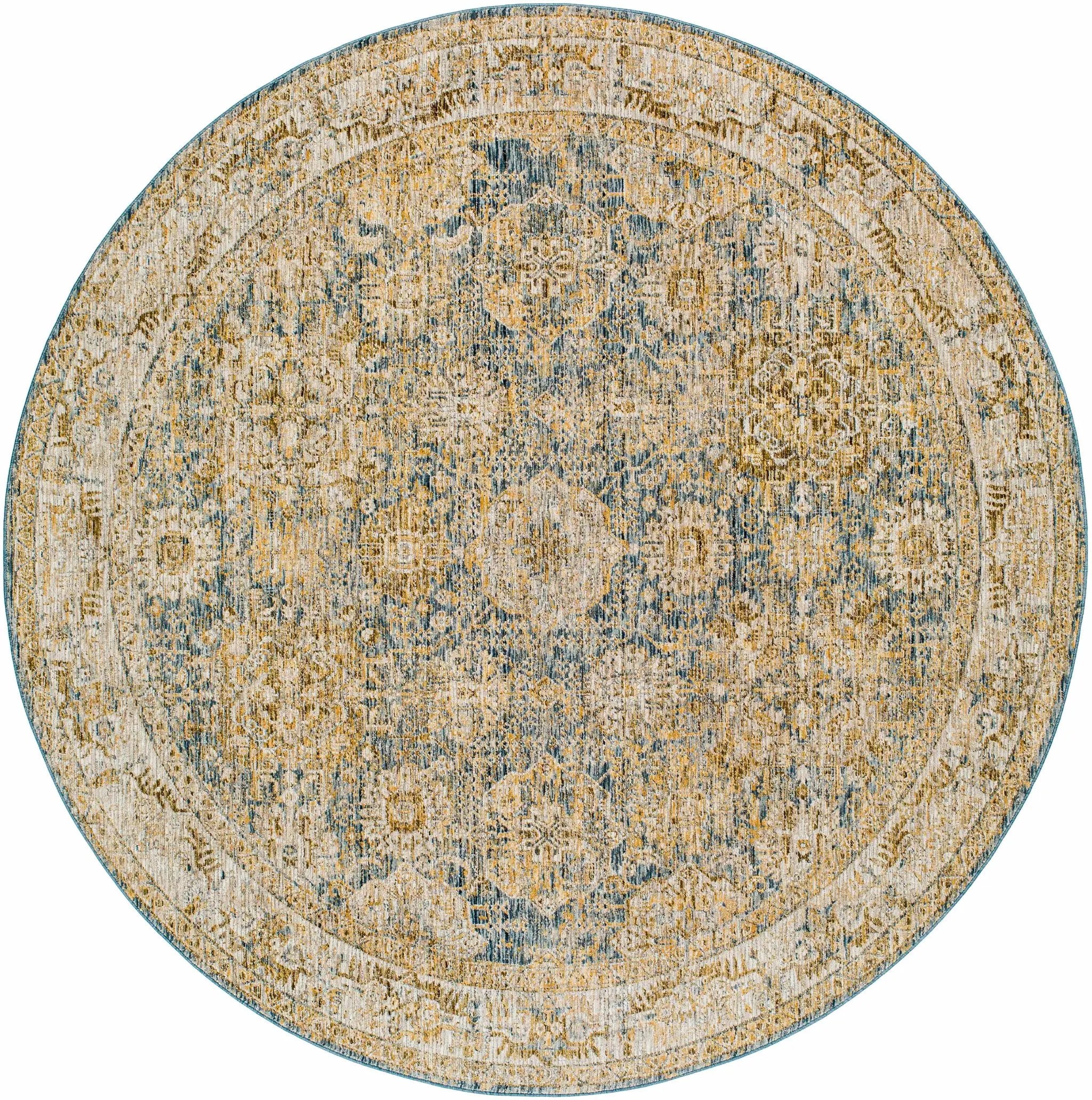 Ange Cream & Blue Rich Textured Rug by Boutique Rugs