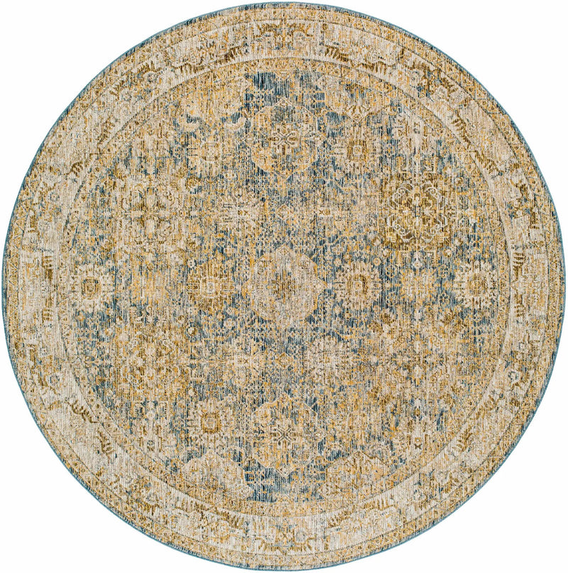 Ange Cream & Blue Rich Textured Rug by Boutique Rugs