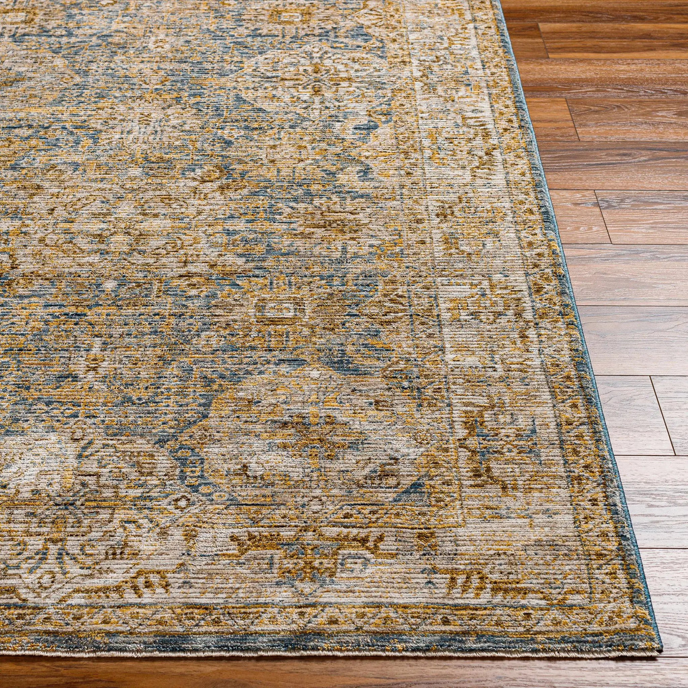 Ange Cream & Blue Rich Textured Rug by Boutique Rugs