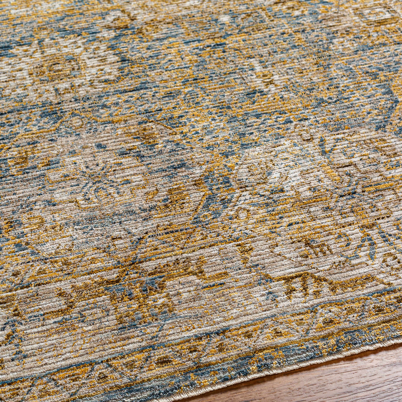 Ange Cream & Blue Rich Textured Rug by Boutique Rugs