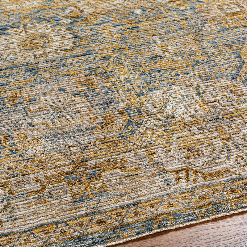 Ange Cream & Blue Rich Textured Rug by Boutique Rugs