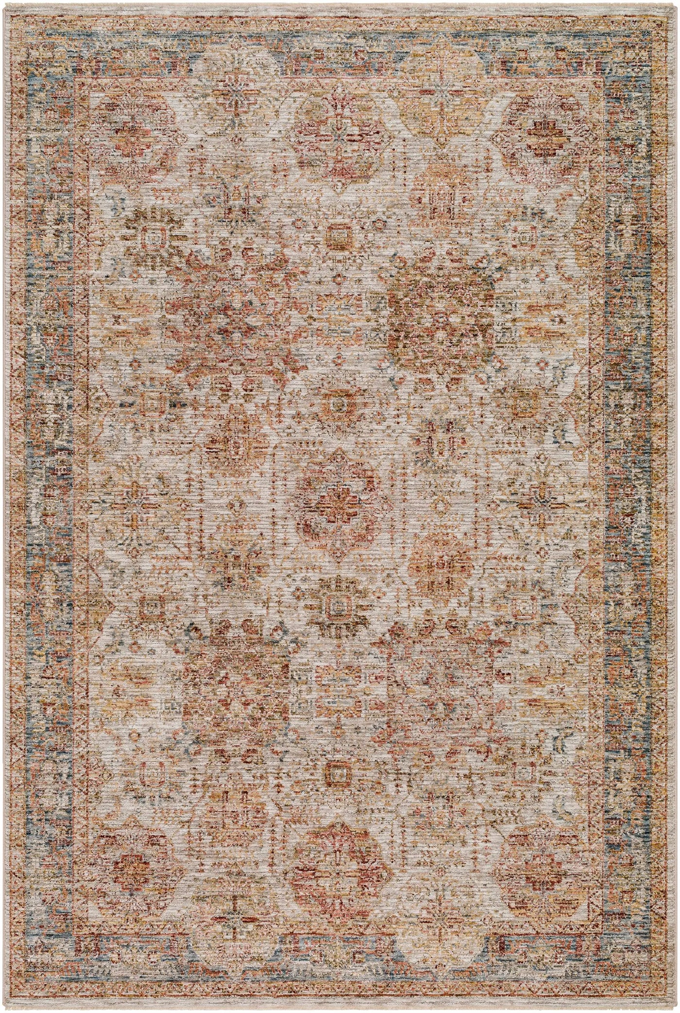 Ange Tan & Blue Rich Textured Traditional Rug by Boutique Rugs