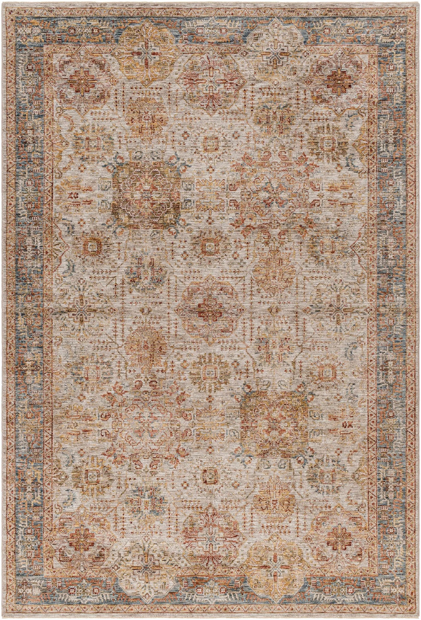 Ange Tan & Blue Rich Textured Traditional Rug by Boutique Rugs