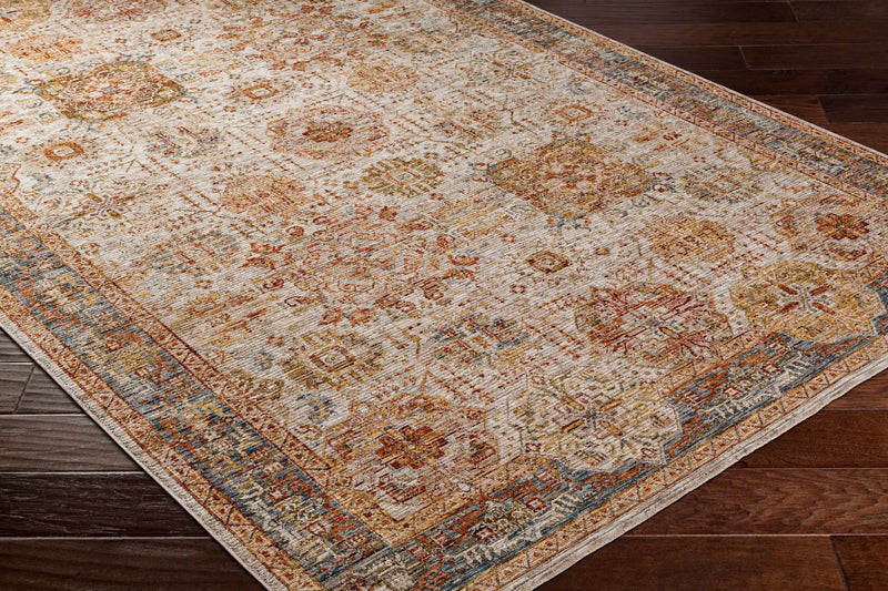 Ange Tan & Blue Rich Textured Traditional Rug by Boutique Rugs