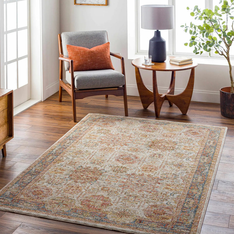 Ange Tan & Blue Rich Textured Traditional Rug by Boutique Rugs