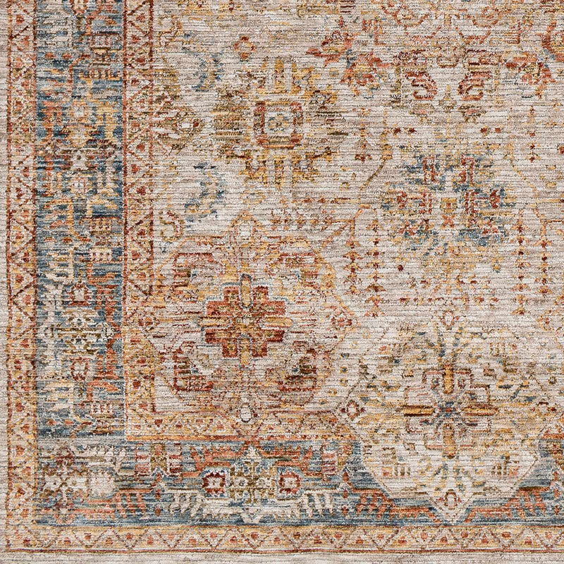 Ange Tan & Blue Rich Textured Traditional Rug by Boutique Rugs