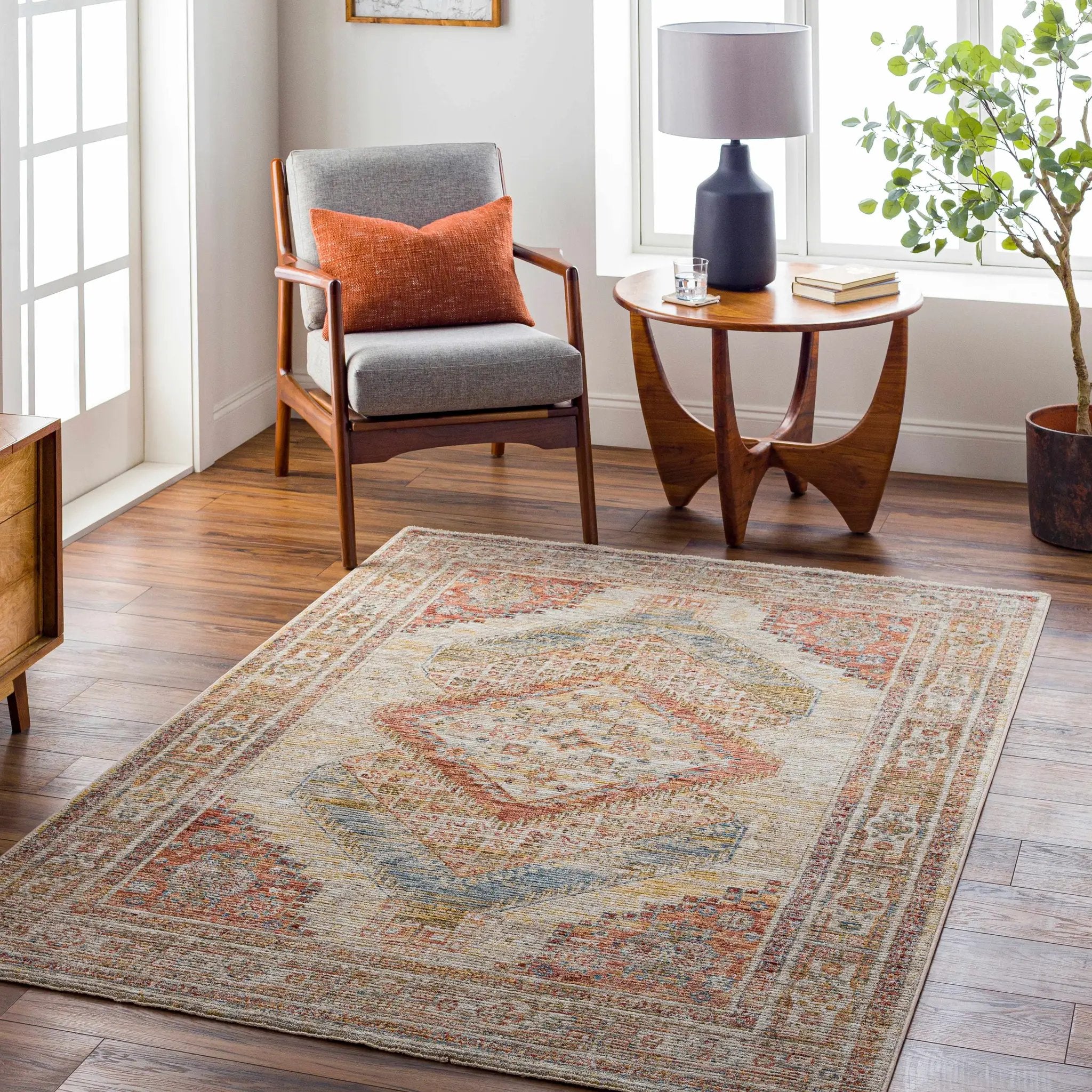 Moya Tan Rich Textured Traditional Rug by Boutique Rugs