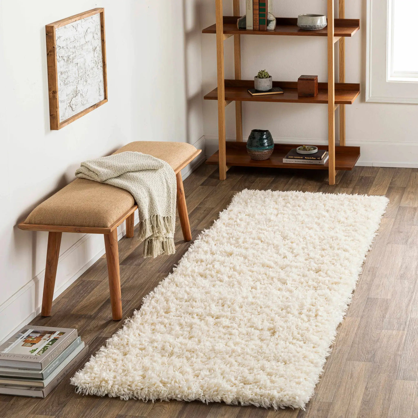 Siari Solid Cream Plush Rug by Boutique Rugs