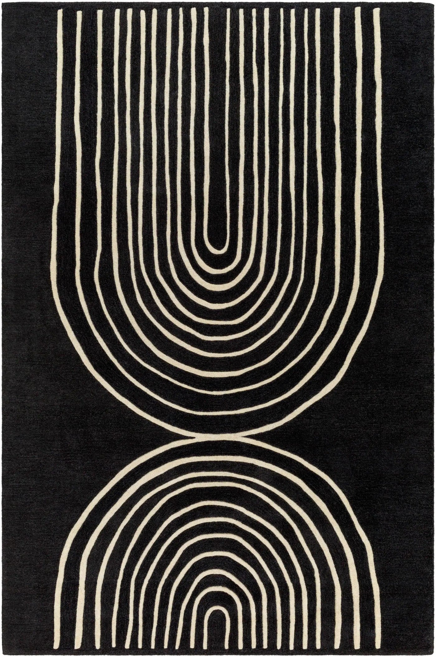 Fuat Black Wool Rug by Boutique Rugs