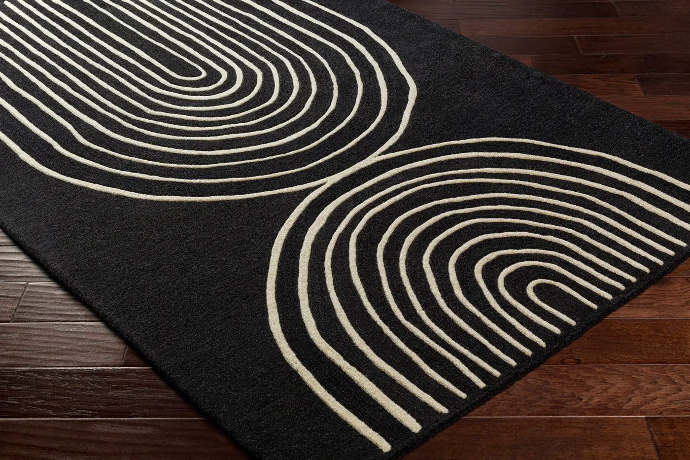 Fuat Black Wool Rug by Boutique Rugs