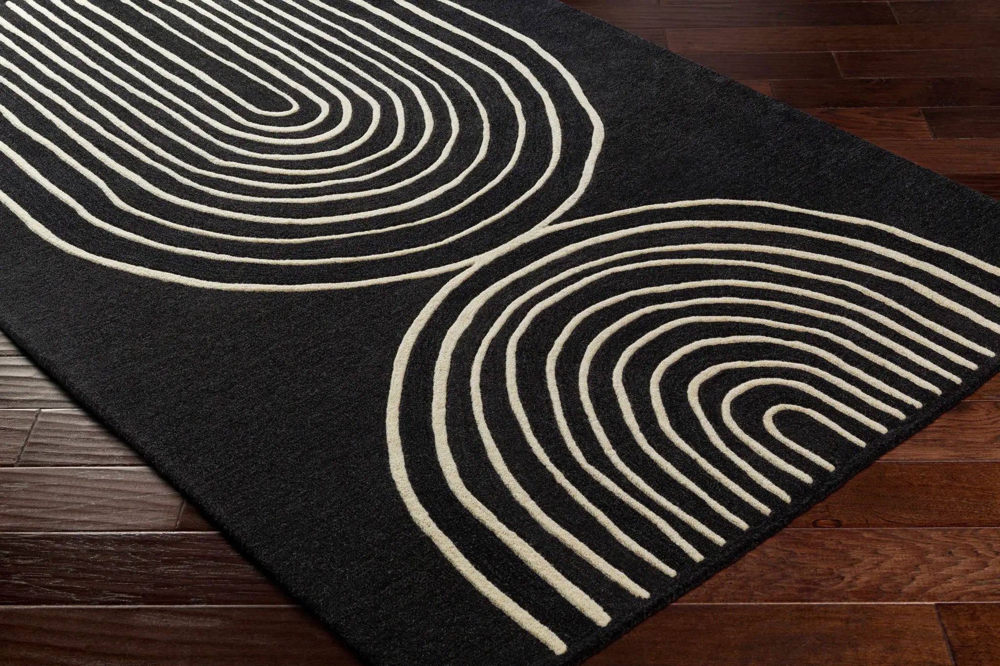 Fuat Black Wool Rug by Boutique Rugs