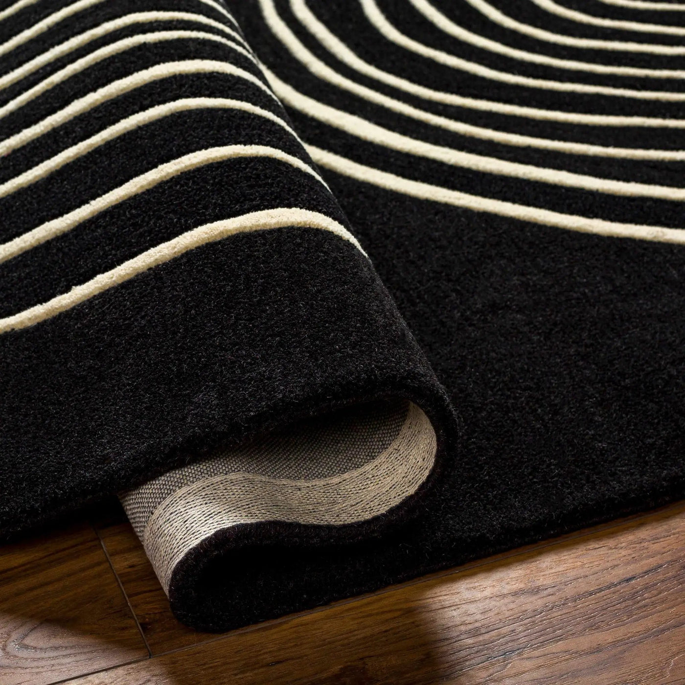Fuat Black Wool Rug by Boutique Rugs
