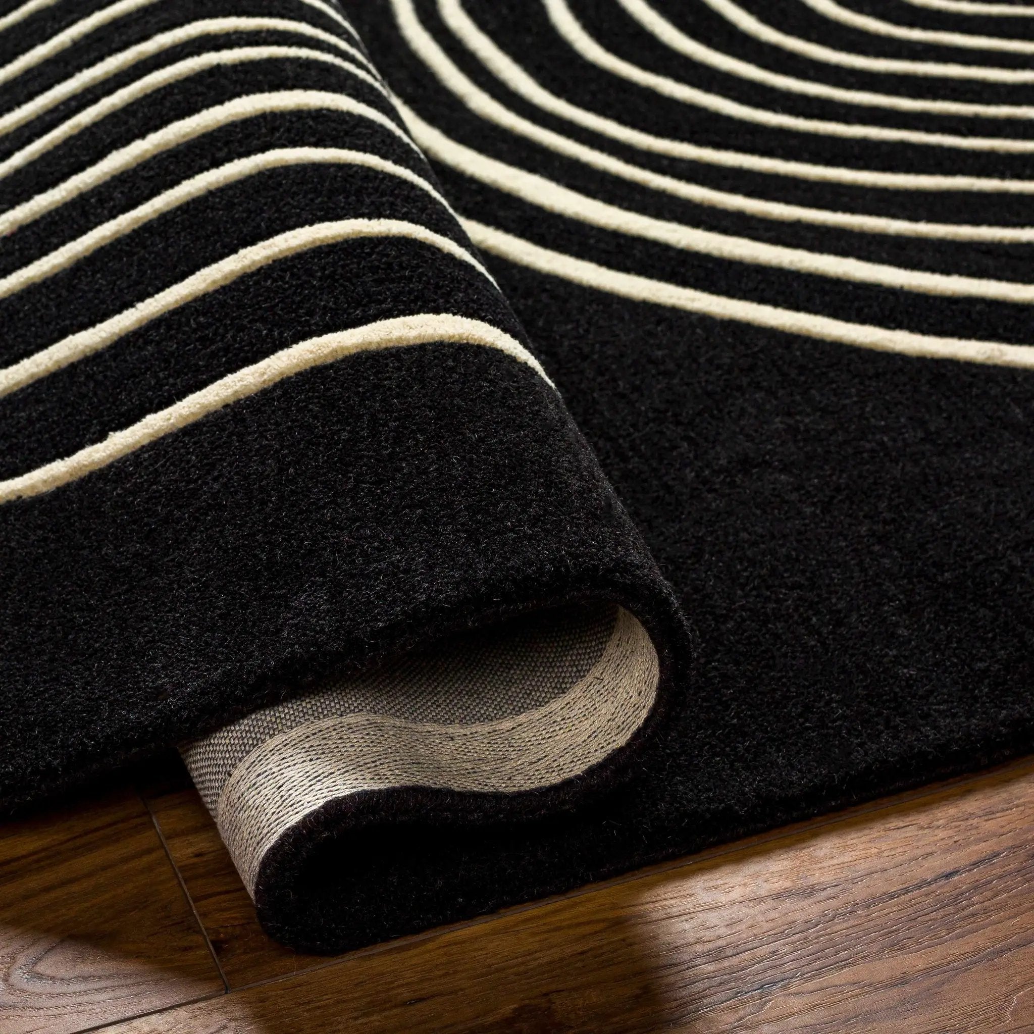 Fuat Black Wool Rug by Boutique Rugs