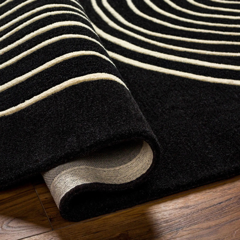 Fuat Black Wool Rug by Boutique Rugs