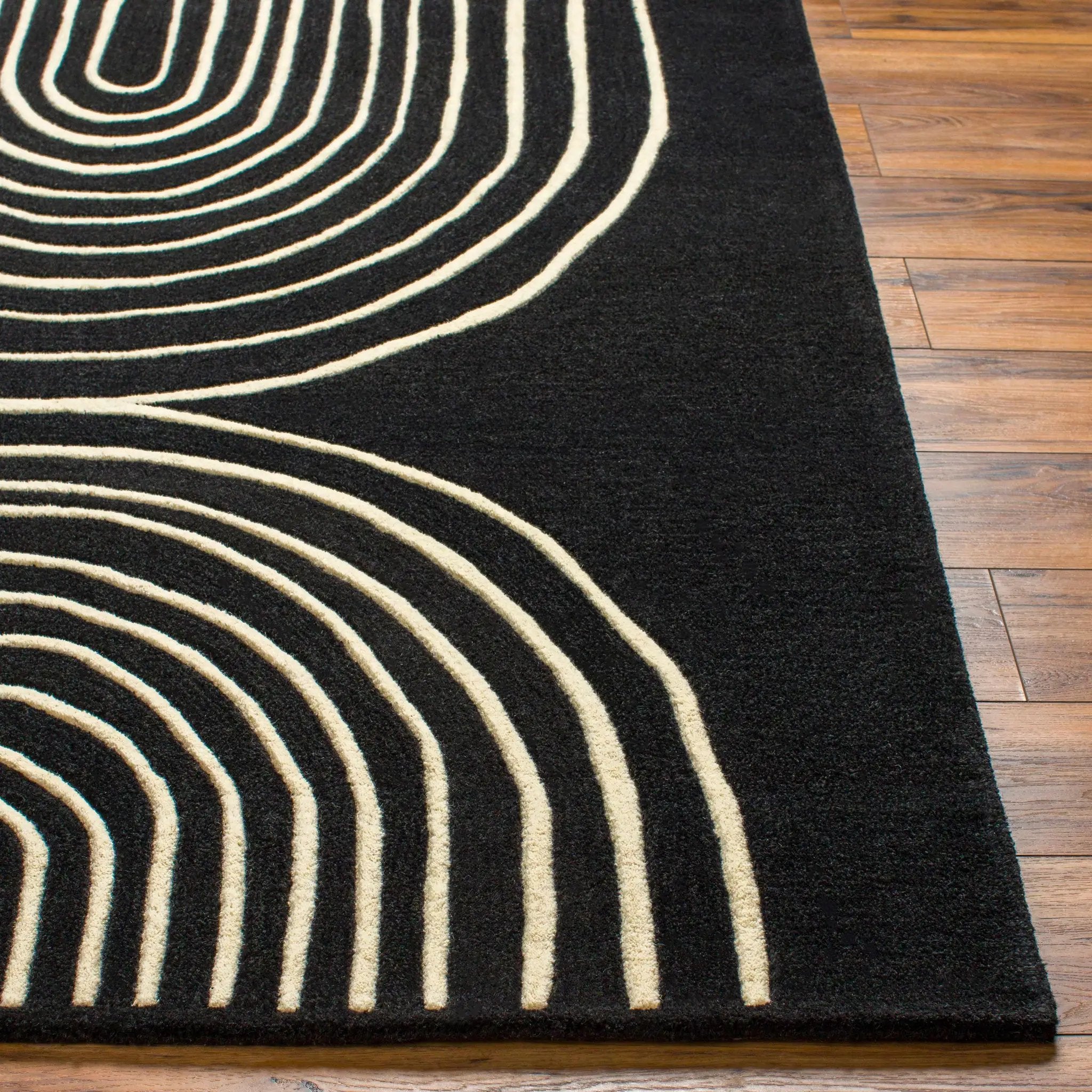 Fuat Black Wool Rug by Boutique Rugs