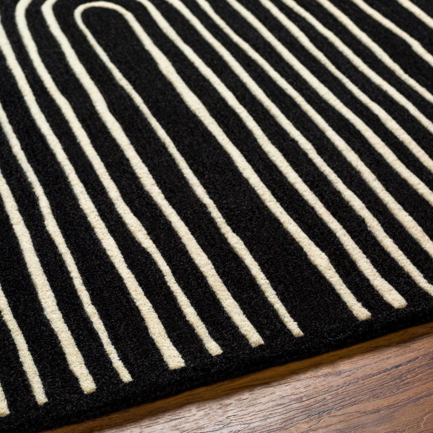 Fuat Black Wool Rug by Boutique Rugs