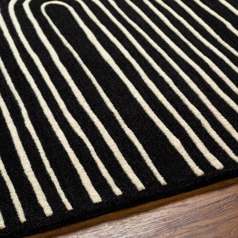Fuat Black Wool Rug by Boutique Rugs