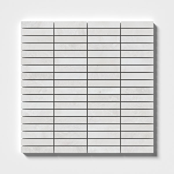 Siberian White Honed 5/8x3 Marble Mosaics 12x12