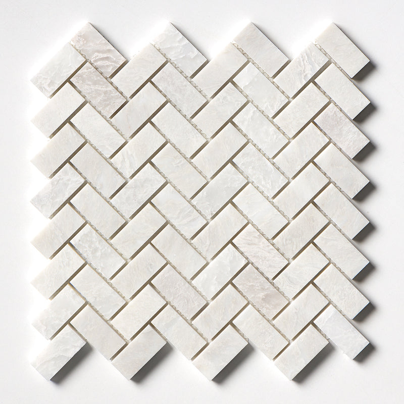 Siberian White Honed Herringbone 1x2 Marble Mosaics 11x11 Marble Honed 12x12 Mosaics