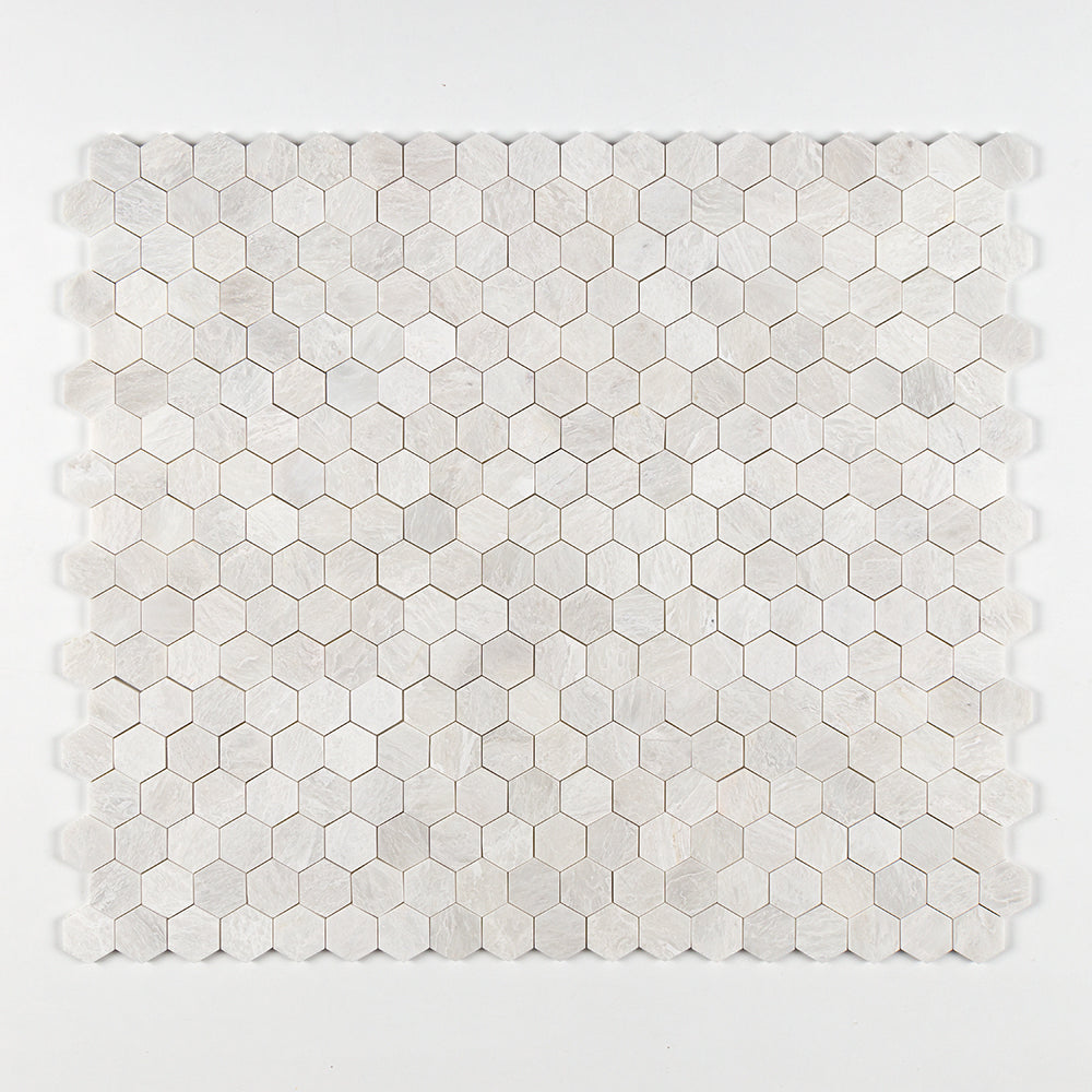 Siberian White Honed Hexagon 2x2 Marble Mosaics 10 3/8x12 Marble Honed 12x12 Mosaics — 1