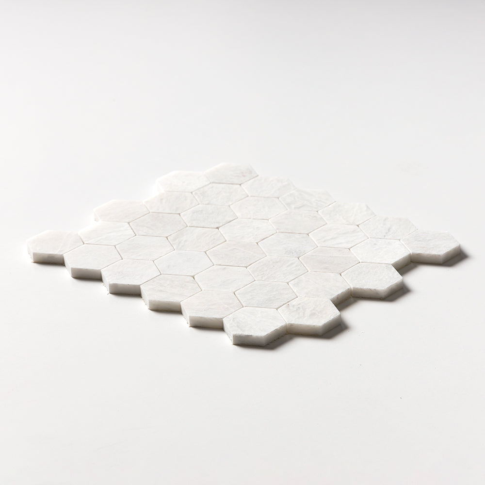 Siberian White Honed Hexagon 2x2 Marble Mosaics 10 3/8x12 Marble Honed 12x12 Mosaics — 2