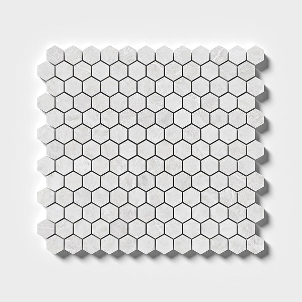Siberian White Honed Hexagon Marble Mosaics 11 1/2x12 1/4
