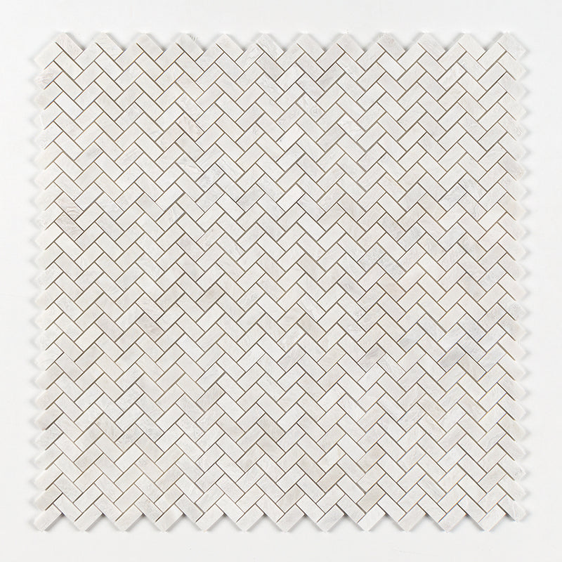 Siberian White Polished Herringbone Marble Mosaics 11x11 Marble Polished 12x12 Mosaics — 1