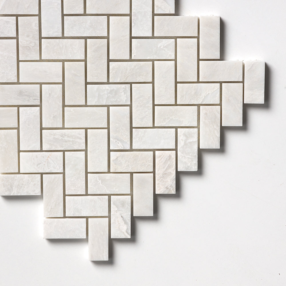 Siberian White Polished Herringbone Marble Mosaics 11x11 Marble Polished 12x12 Mosaics — 3