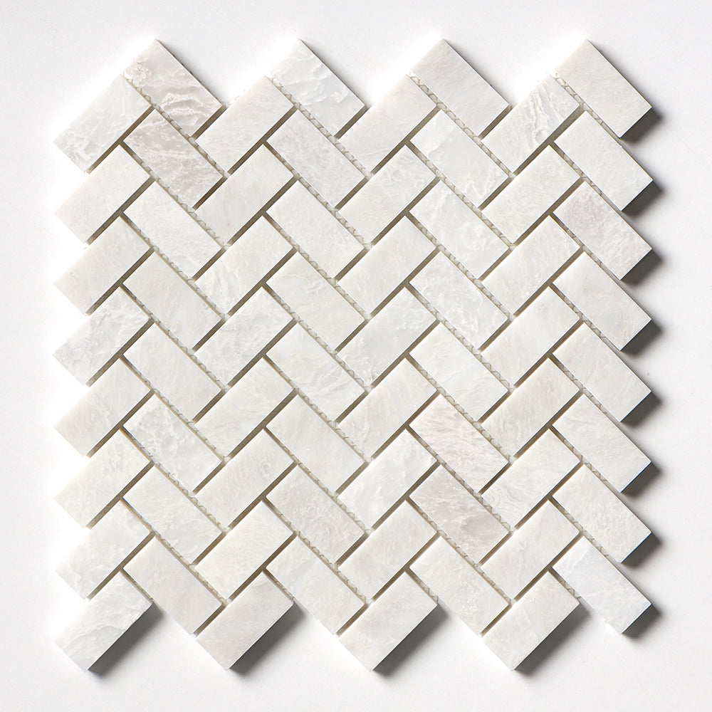 Siberian White Polished Herringbone Marble Mosaics 11x11 Marble Polished 12x12 Mosaics