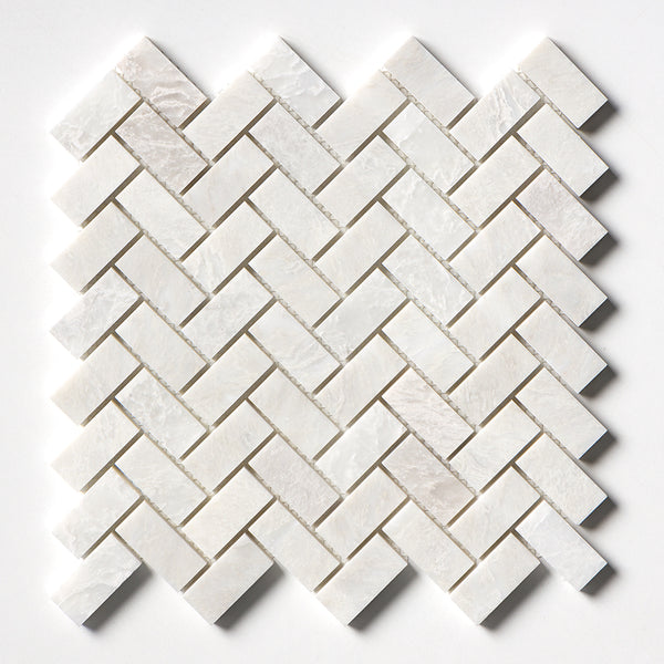 Siberian White Polished Herringbone Marble Mosaics 11x11